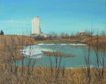 River and Elevator in Early Spring 10x8 inches