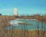 River and Elevator in Early Spring 10x8 inches